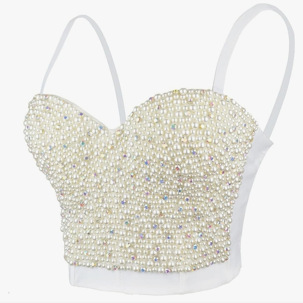 White pearl tank croptop